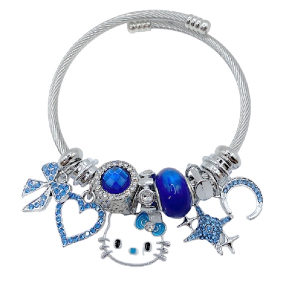 Hello Kitty Sanrio Bracelets Anime Kawaii Silver Rhinestone Nwot 20$